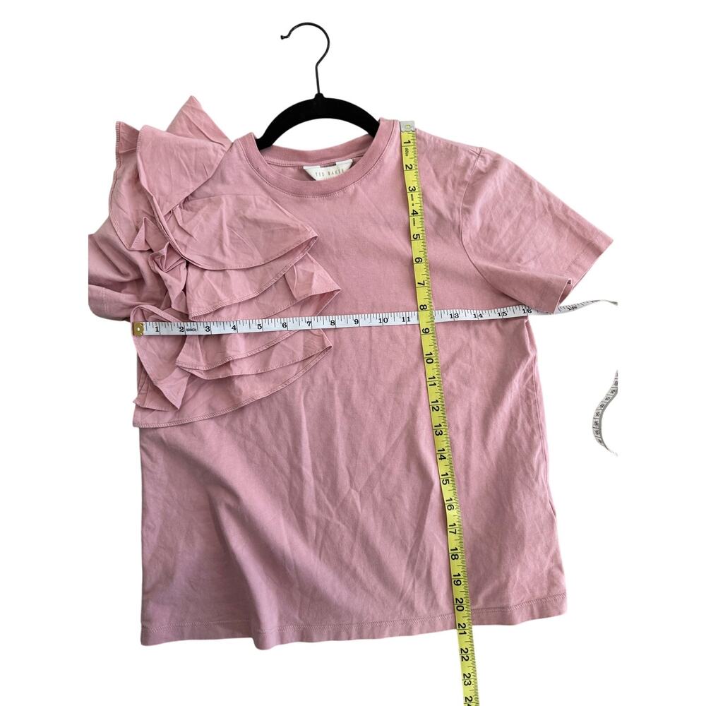 Ted Baker London pink Muave sz 1 dressy top w floral decorative design in front - Picture 5 of 10